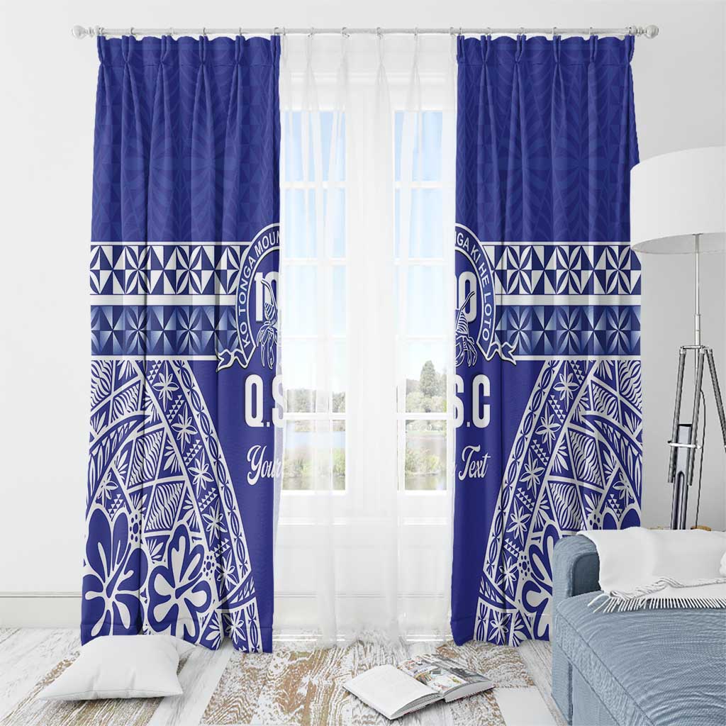 Personalised Queen Salote College Window Curtain Kolisi Fefine 100th Anniversary Kupesi Blue LT14 - Polynesian Pride