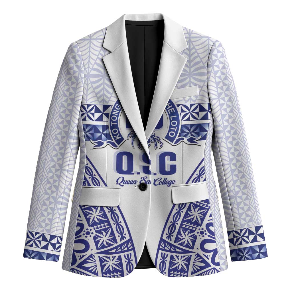 Personalised Queen Salote College Blazer Kolisi Fefine 100th Anniversary Kupesi White LT14 Unisex White - Polynesian Pride