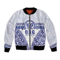 Personalised Queen Salote College Bomber Jacket Kolisi Fefine 100th Anniversary Kupesi White LT14 Unisex White - Polynesian Pride