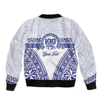 Personalised Queen Salote College Bomber Jacket Kolisi Fefine 100th Anniversary Kupesi White LT14 - Polynesian Pride