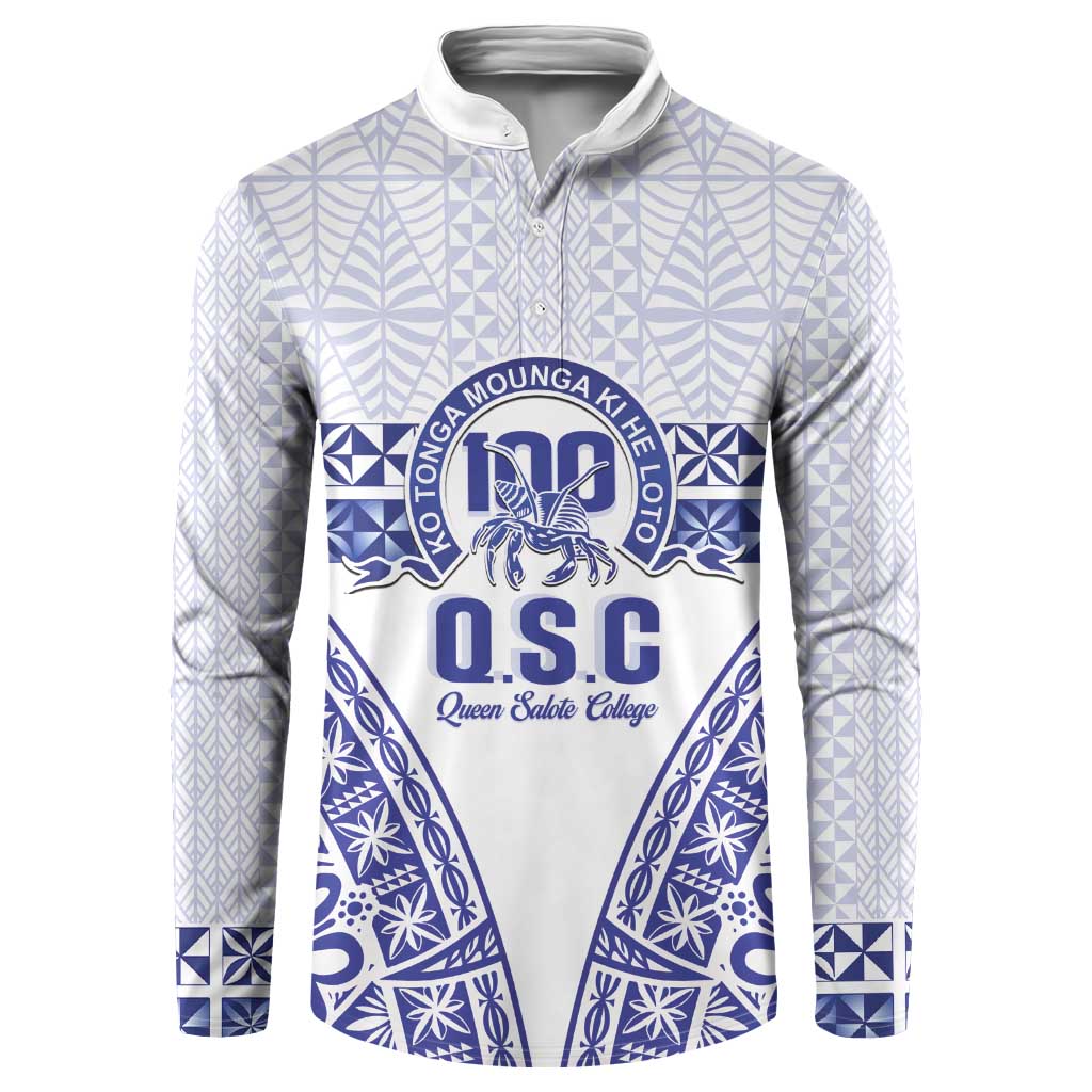 Personalised Queen Salote College Button Sweatshirt Kolisi Fefine 100th Anniversary Kupesi White LT14 White - Polynesian Pride