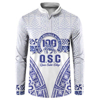 Personalised Queen Salote College Button Sweatshirt Kolisi Fefine 100th Anniversary Kupesi White LT14 White - Polynesian Pride