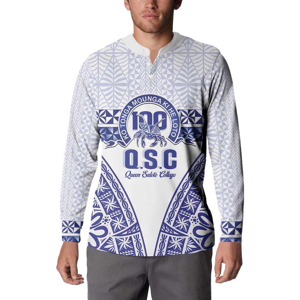 Personalised Queen Salote College Button Sweatshirt Kolisi Fefine 100th Anniversary Kupesi White LT14 - Polynesian Pride