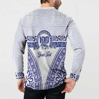 Personalised Queen Salote College Button Sweatshirt Kolisi Fefine 100th Anniversary Kupesi White LT14 - Polynesian Pride