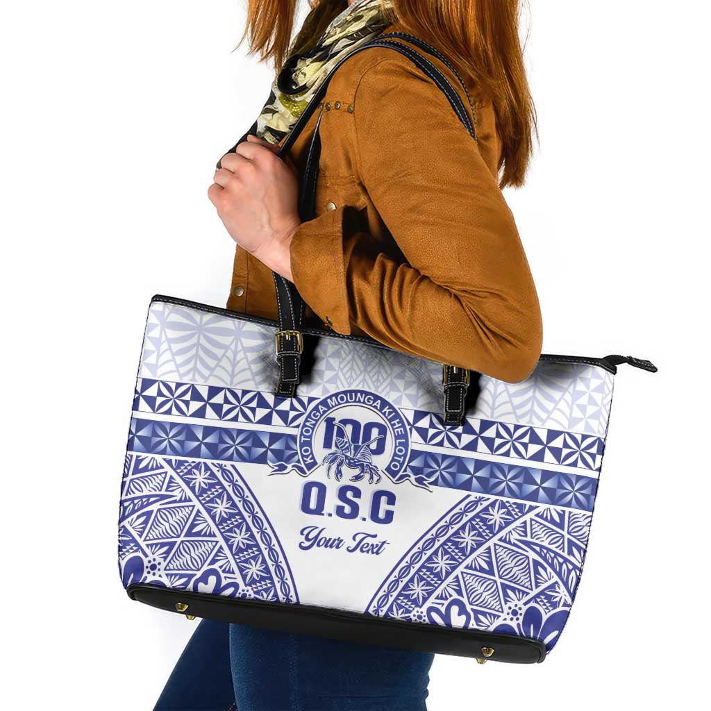 Personalised Queen Salote College Leather Tote Bag Kolisi Fefine 100th Anniversary Kupesi White LT14 White - Polynesian Pride