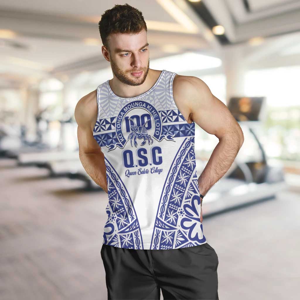 Personalised Queen Salote College Men Tank Top Kolisi Fefine 100th Anniversary Kupesi White LT14 White - Polynesian Pride