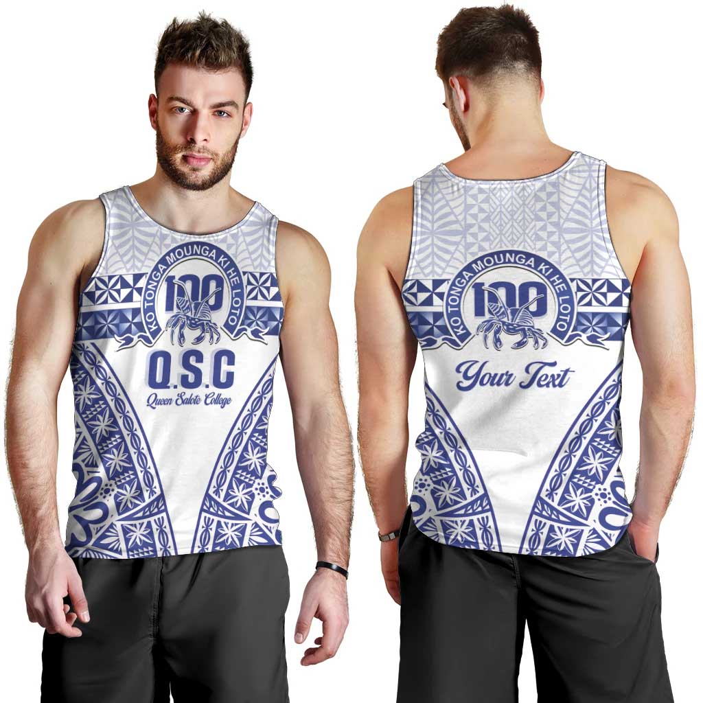 Personalised Queen Salote College Men Tank Top Kolisi Fefine 100th Anniversary Kupesi White LT14 - Polynesian Pride