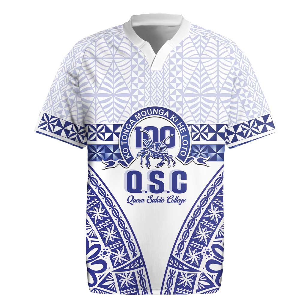 Personalised Queen Salote College Rugby Jersey Kolisi Fefine 100th Anniversary Kupesi White LT14 White - Polynesian Pride