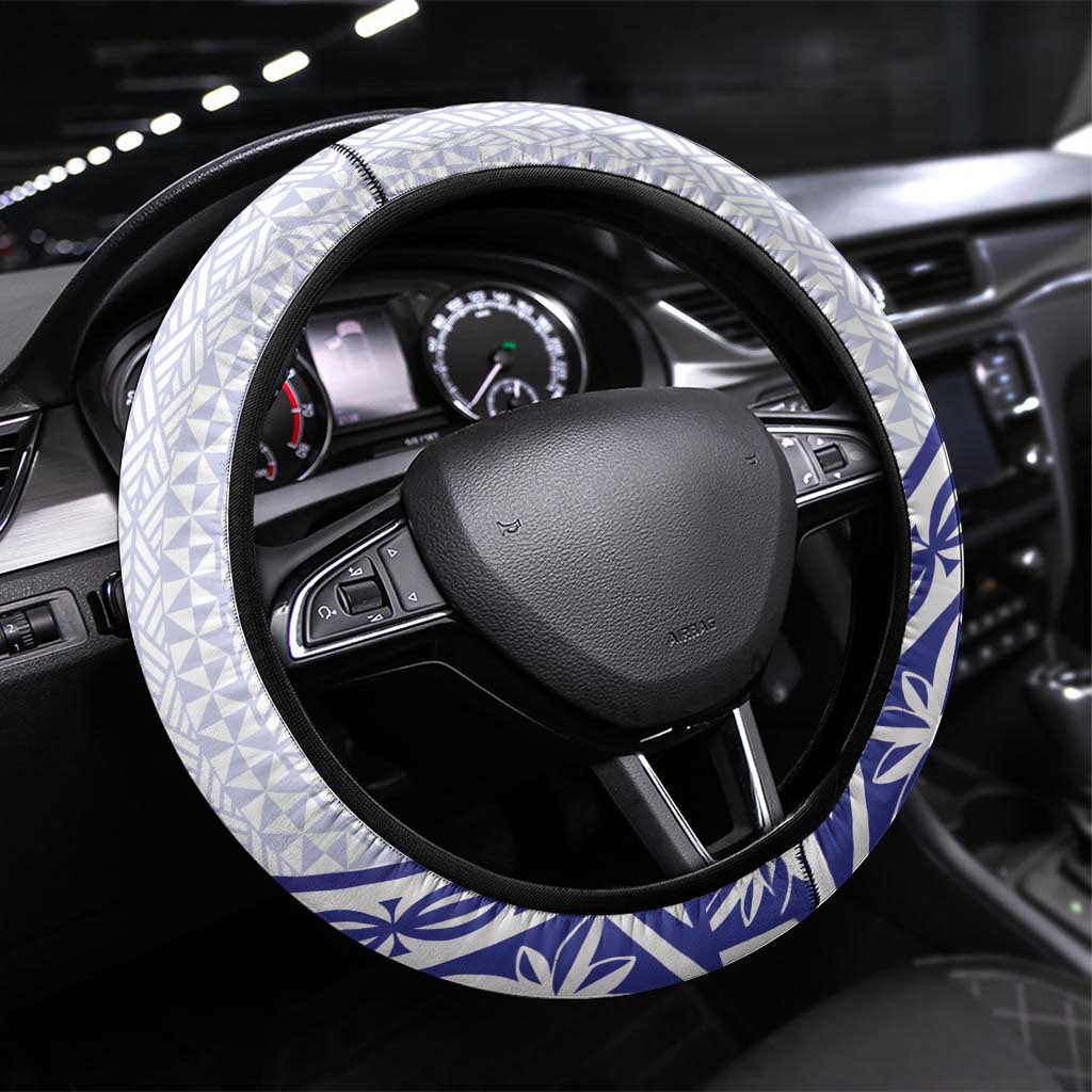 Queen Salote College Steering Wheel Cover Kolisi Fefine 100th Anniversary Kupesi White LT14 Universal Fit White - Polynesian Pride