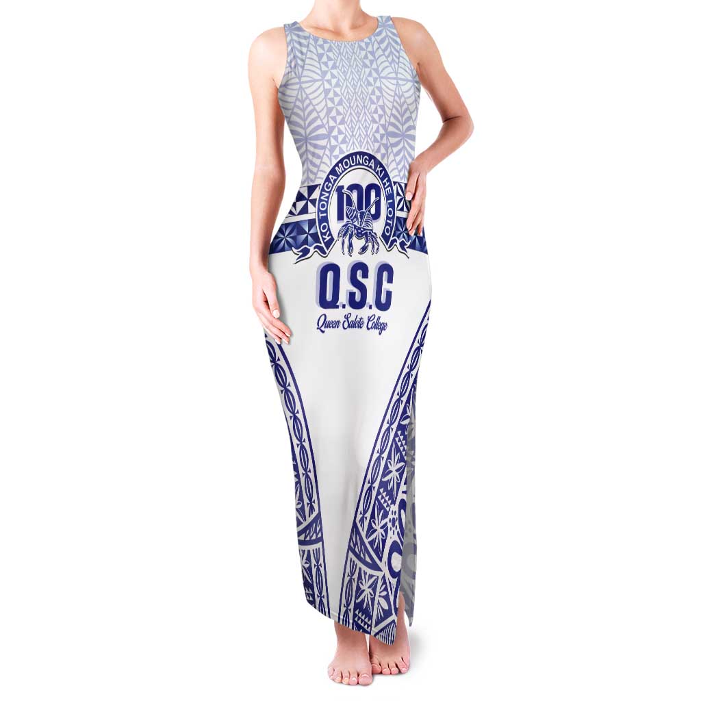 Personalised Queen Salote College Tank Maxi Dress Kolisi Fefine 100th Anniversary Kupesi White LT14 Women White - Polynesian Pride