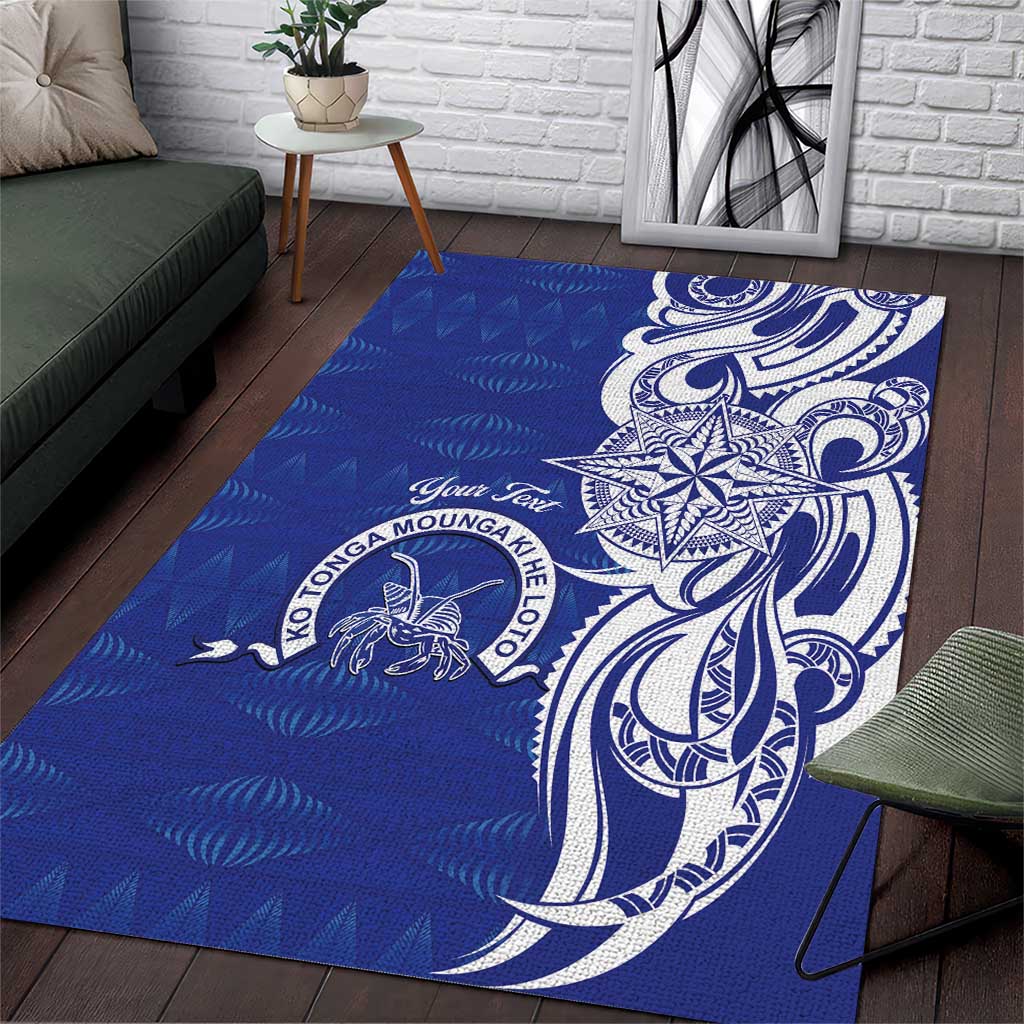 Personalised Queen Salote College Area Rug QSC Est 1926 Ngatu Pattern LT14 Blue - Polynesian Pride