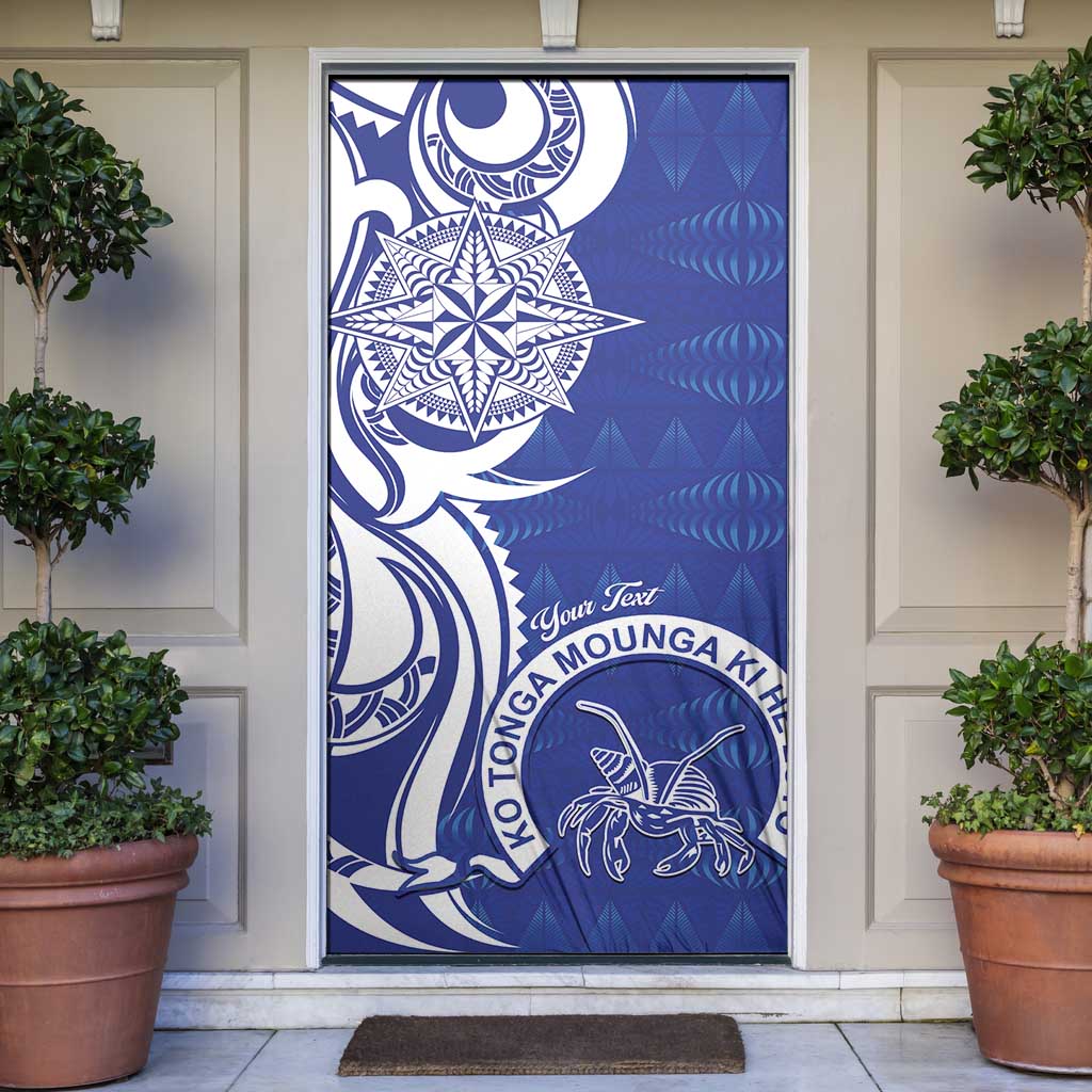 Personalised Queen Salote College Door Cover QSC Est 1926 Ngatu Pattern LT14 Blue - Polynesian Pride