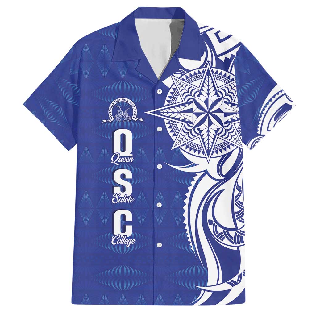 Personalised Queen Salote College Hawaiian Shirt QSC Est 1926 Ngatu Pattern LT14 Blue - Polynesian Pride