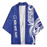 Personalised Queen Salote College Kimono QSC Est 1926 Ngatu Pattern LT14 Unisex Blue - Polynesian Pride