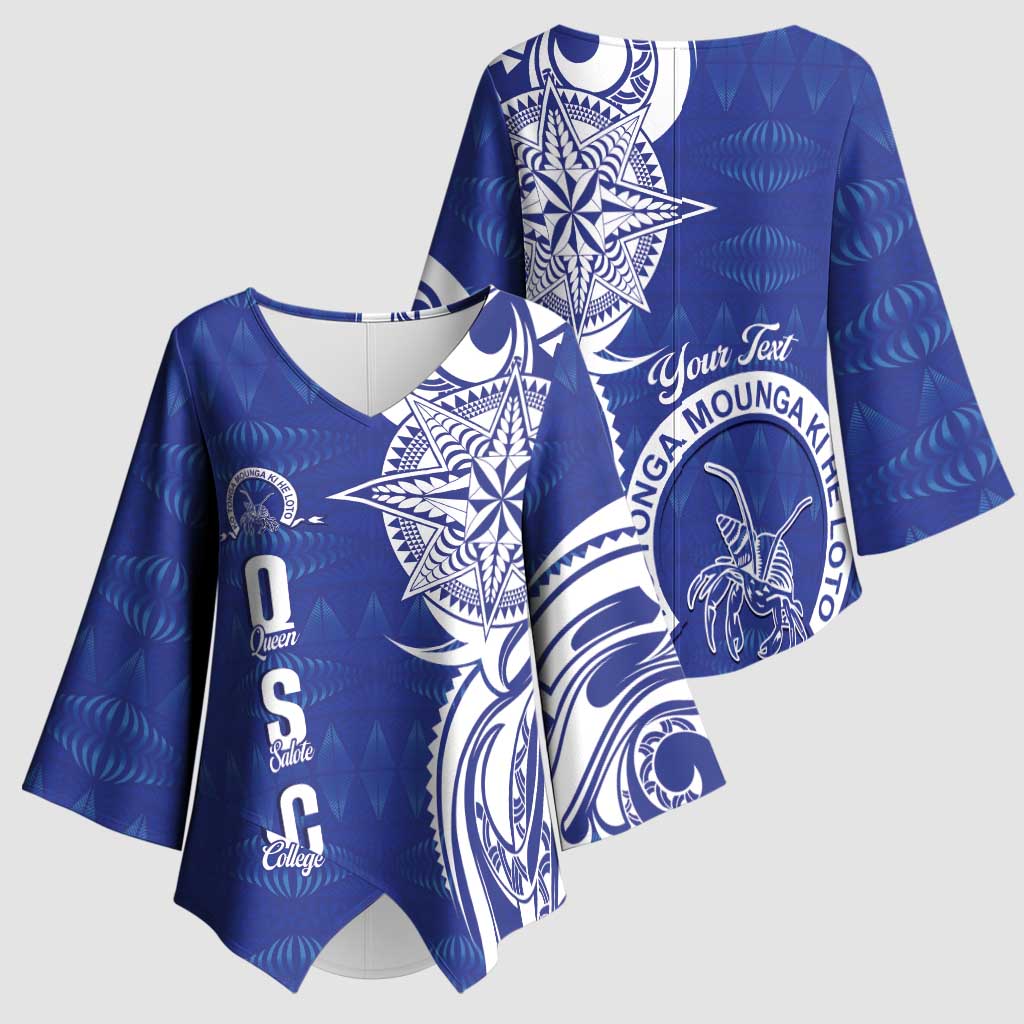 Personalised Queen Salote College Kimono Sleeve Blouse QSC Est 1926 Ngatu Pattern LT14 - Polynesian Pride