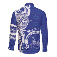 Personalised Queen Salote College Long Sleeve Button Shirt QSC Est 1926 Ngatu Pattern LT14 - Polynesian Pride