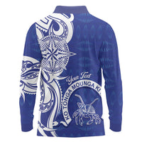 Personalised Queen Salote College Long Sleeve Polo Shirt QSC Est 1926 Ngatu Pattern LT14 - Polynesian Pride