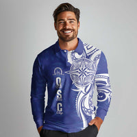 Personalised Queen Salote College Long Sleeve Polo Shirt QSC Est 1926 Ngatu Pattern LT14 - Polynesian Pride