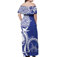 Personalised Queen Salote College Off Shoulder Maxi Dress QSC Est 1926 Ngatu Pattern LT14 - Polynesian Pride