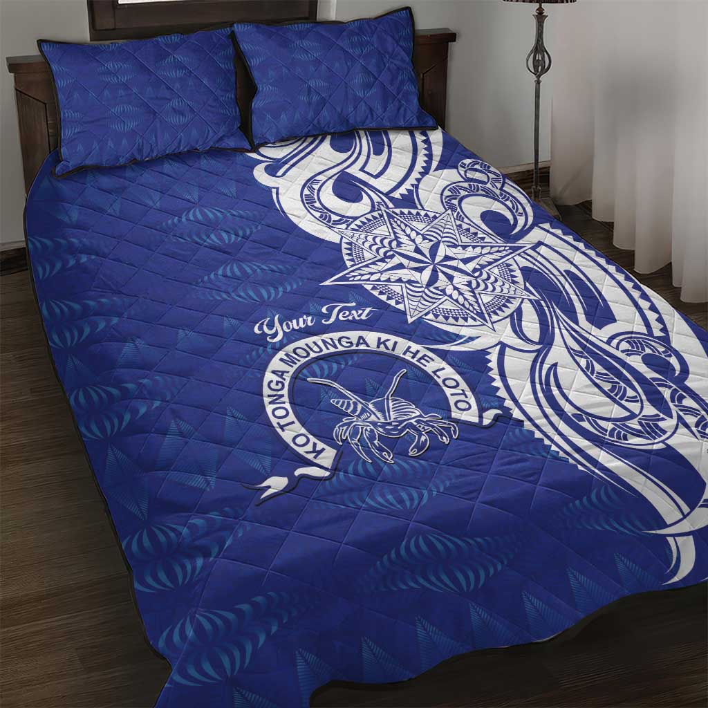Personalised Queen Salote College Quilt Bed Set QSC Est 1926 Ngatu Pattern LT14 Blue - Polynesian Pride