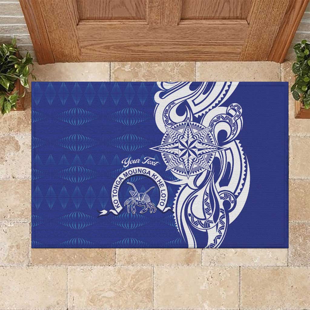 Personalised Queen Salote College Rubber Doormat QSC Est 1926 Ngatu Pattern LT14 Blue - Polynesian Pride