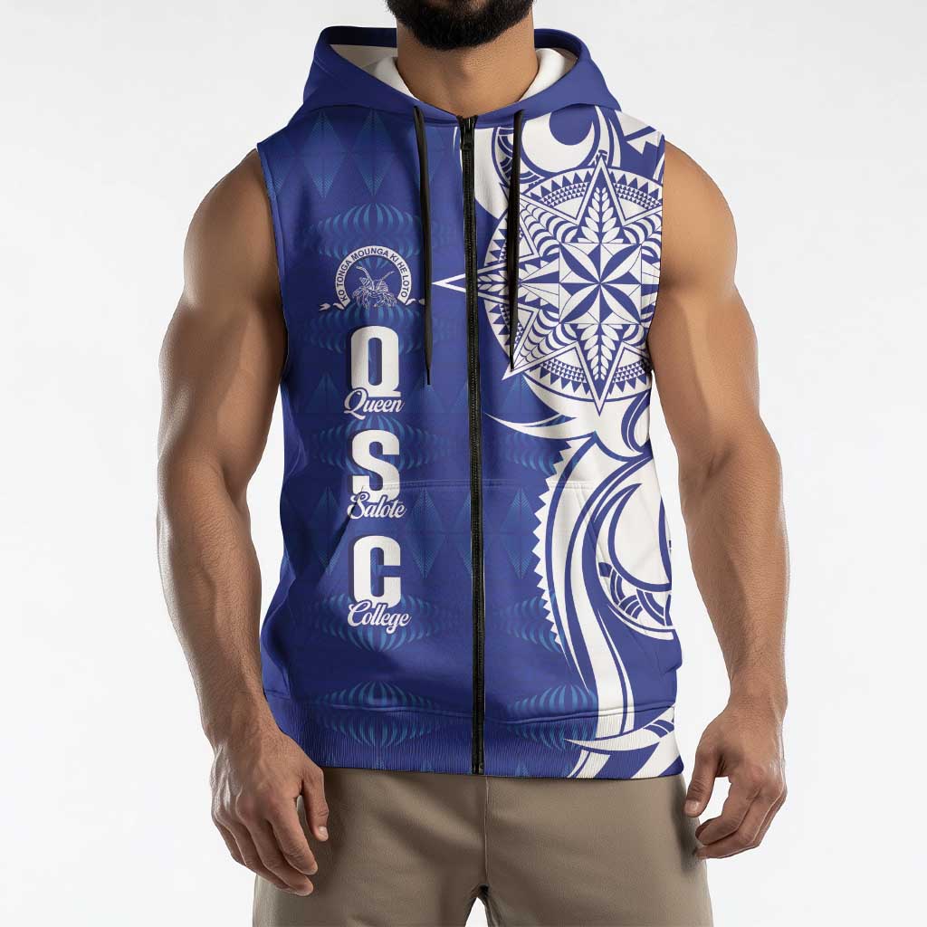Personalised Queen Salote College Sleeveless Zip Hoodie QSC Est 1926 Ngatu Pattern LT14 - Polynesian Pride