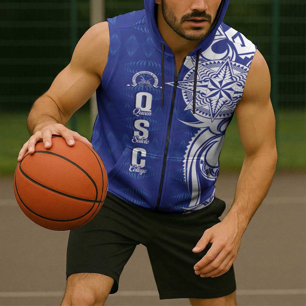 Personalised Queen Salote College Sleeveless Zip Hoodie QSC Est 1926 Ngatu Pattern LT14 - Polynesian Pride