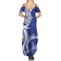 Personalised Queen Salote College Summer Maxi Dress QSC Est 1926 Ngatu Pattern LT14 - Polynesian Pride