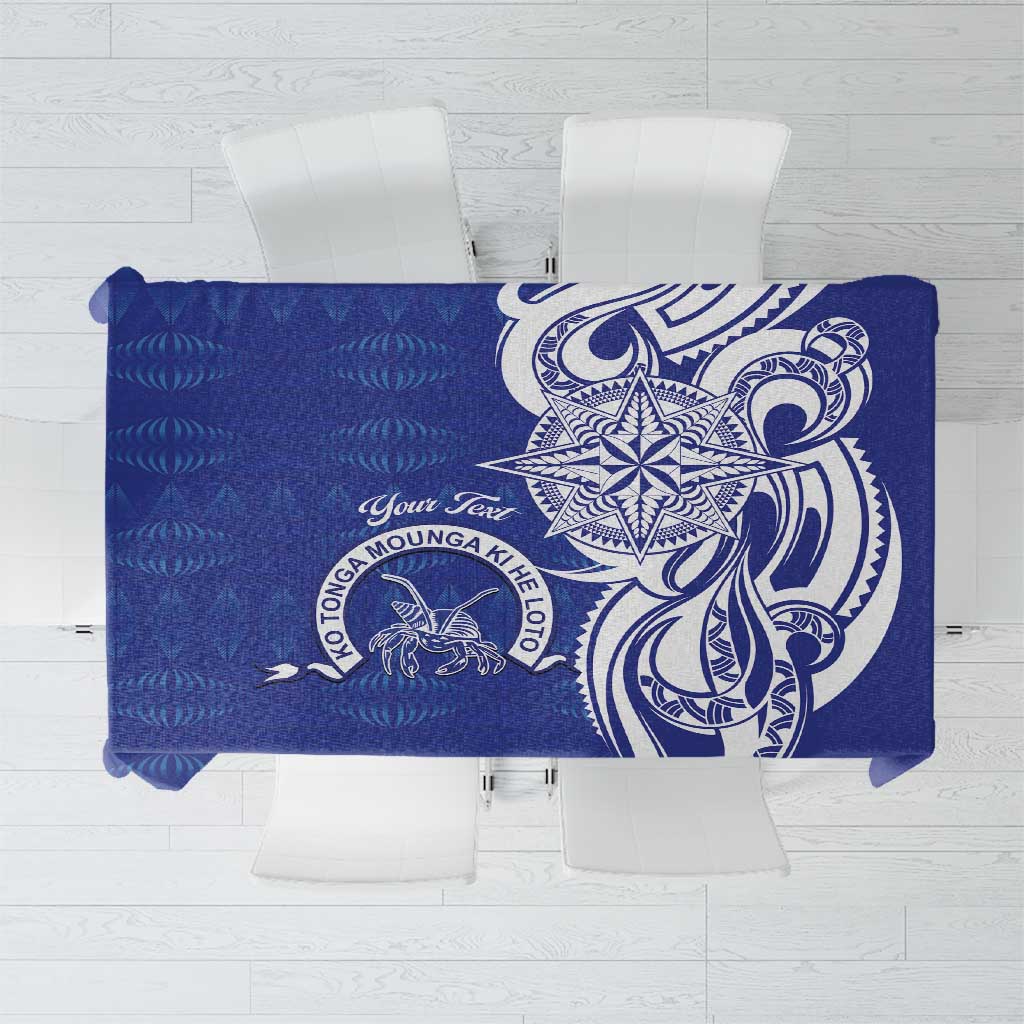 Personalised Queen Salote College Tablecloth QSC Est 1926 Ngatu Pattern LT14 Blue - Polynesian Pride