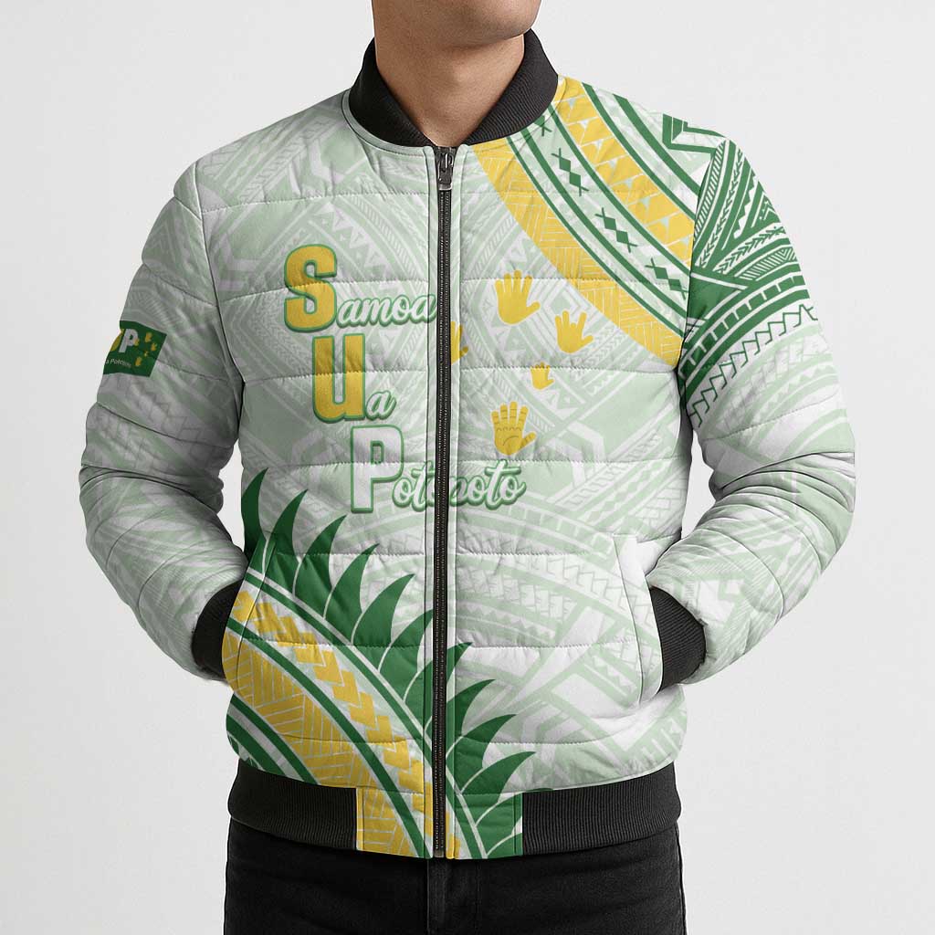 Personalised Samoa Ua Potopoto Bomber Puffer Jacket SUP Est 2025 Samoan Pattern LT14 - Polynesian Pride