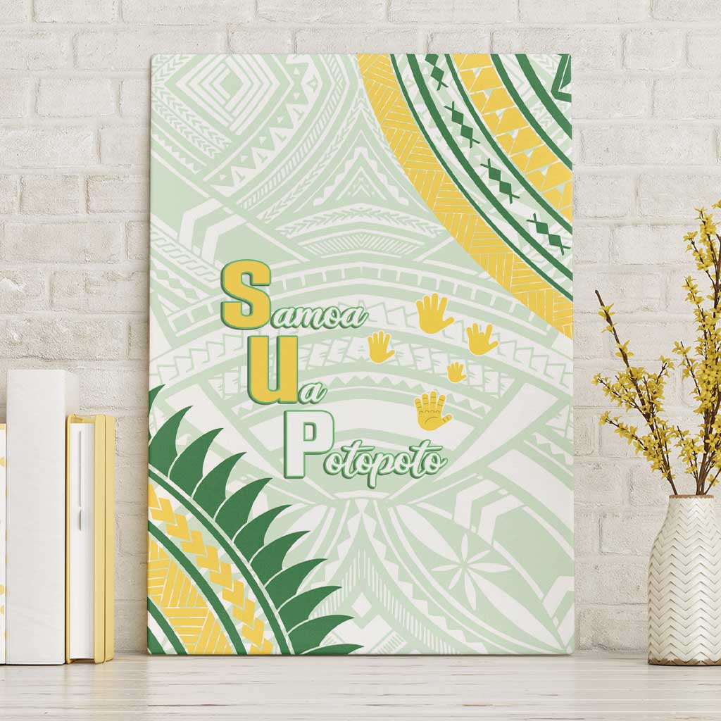Samoa Ua Potopoto Canvas Wall Art SUP Est 2025 Samoan Pattern LT14 Without Frame White - Polynesian Pride