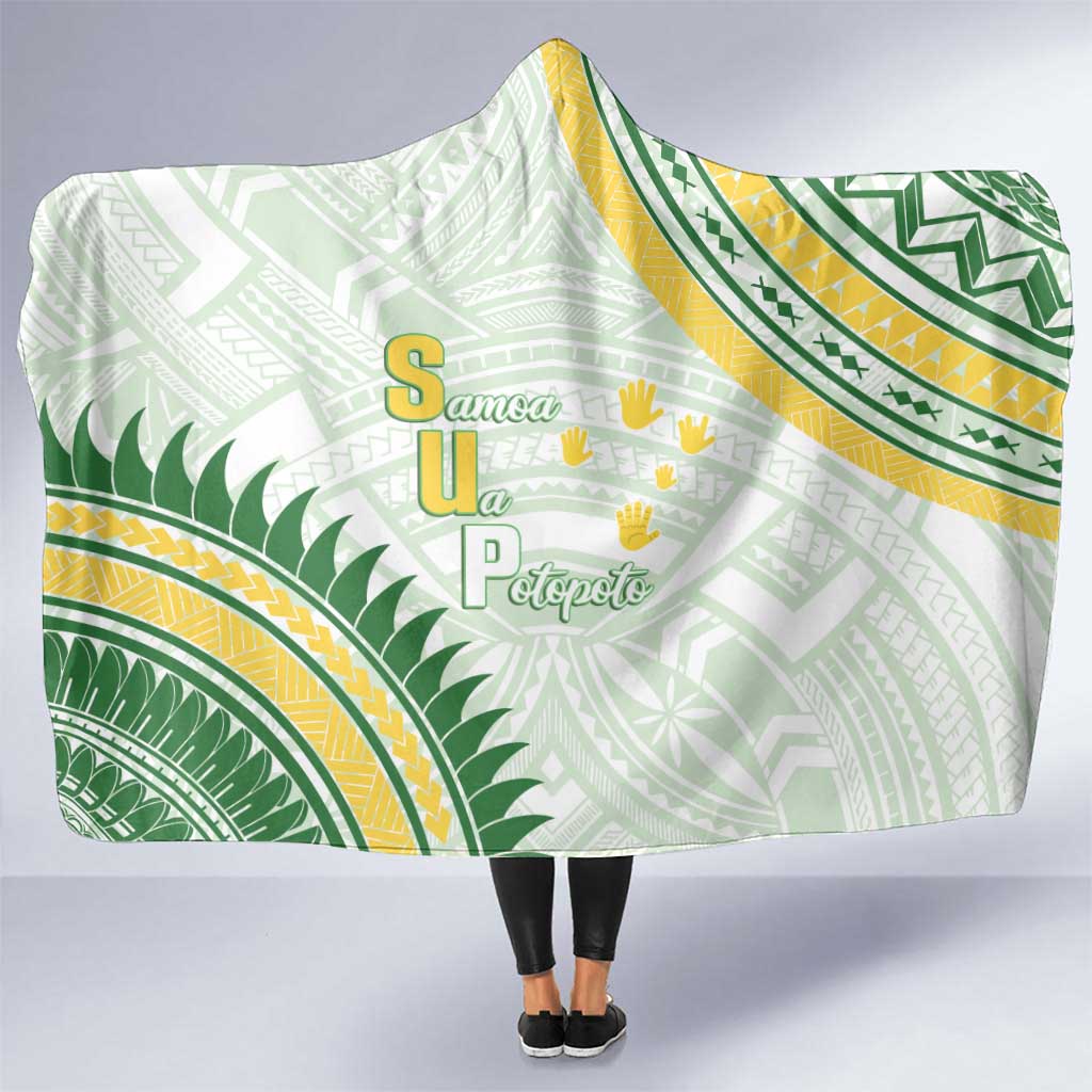 Samoa Ua Potopoto Hooded Blanket SUP Est 2025 Samoan Pattern LT14 One Size White - Polynesian Pride