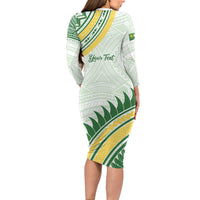 Personalised Samoa Ua Potopoto Long Sleeve Bodycon Dress SUP Est 2025 Samoan Pattern LT14 - Polynesian Pride