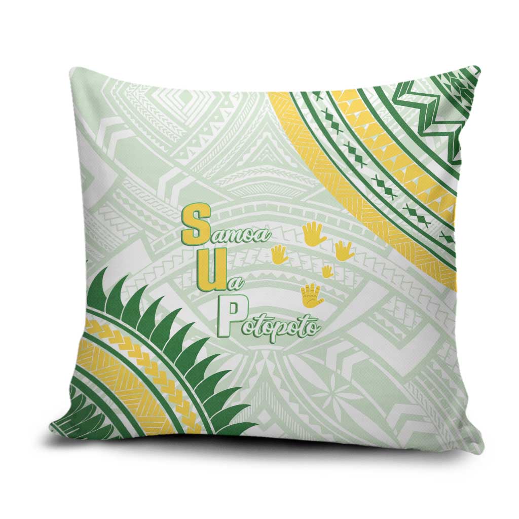 Samoa Ua Potopoto Pillow Cover SUP Est 2025 Samoan Pattern LT14 White - Polynesian Pride