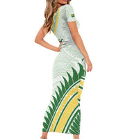 Personalised Samoa Ua Potopoto Short Sleeve Bodycon Dress SUP Est 2025 Samoan Pattern LT14 - Polynesian Pride