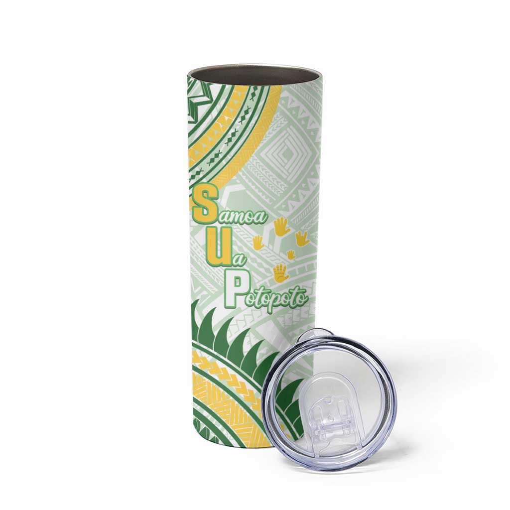 Personalised Samoa Ua Potopoto Skinny Tumbler SUP Est 2025 Samoan Pattern LT14 - Polynesian Pride