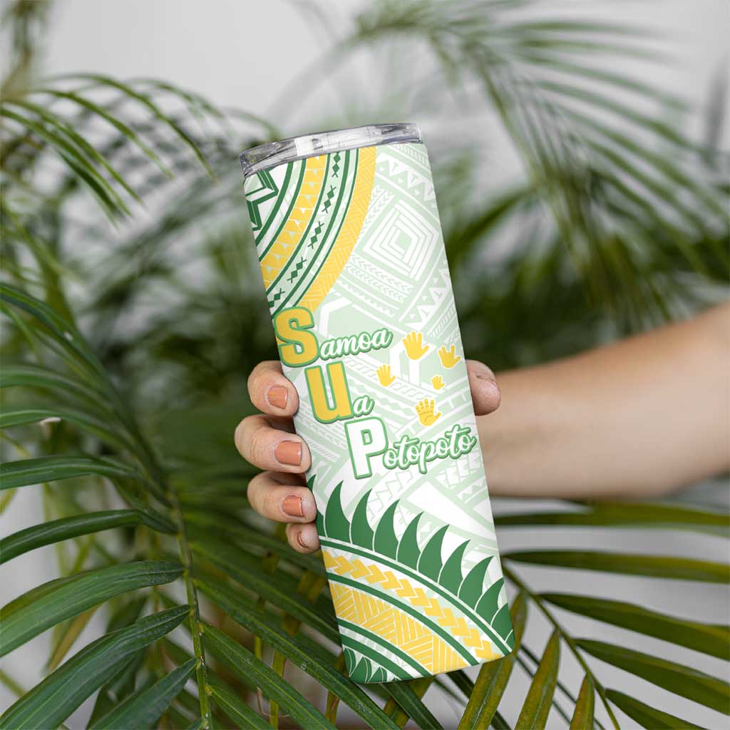 Personalised Samoa Ua Potopoto Skinny Tumbler SUP Est 2025 Samoan Pattern LT14 - Polynesian Pride
