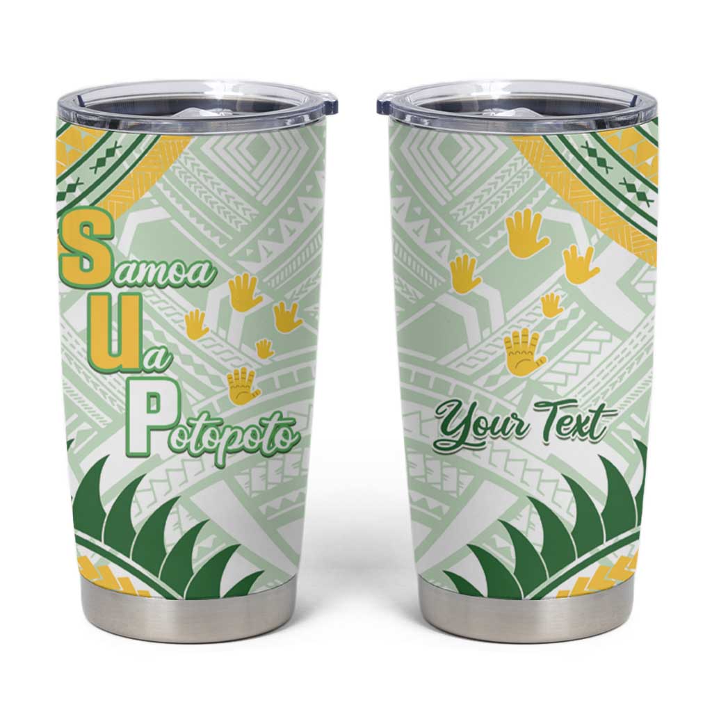 Personalised Samoa Ua Potopoto Tumbler Cup SUP Est 2025 Samoan Pattern LT14 White - Polynesian Pride