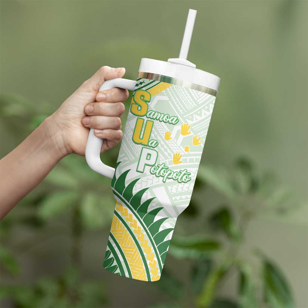 Personalised Samoa Ua Potopoto Tumbler With Handle SUP Est 2025 Samoan Pattern LT14 - Polynesian Pride