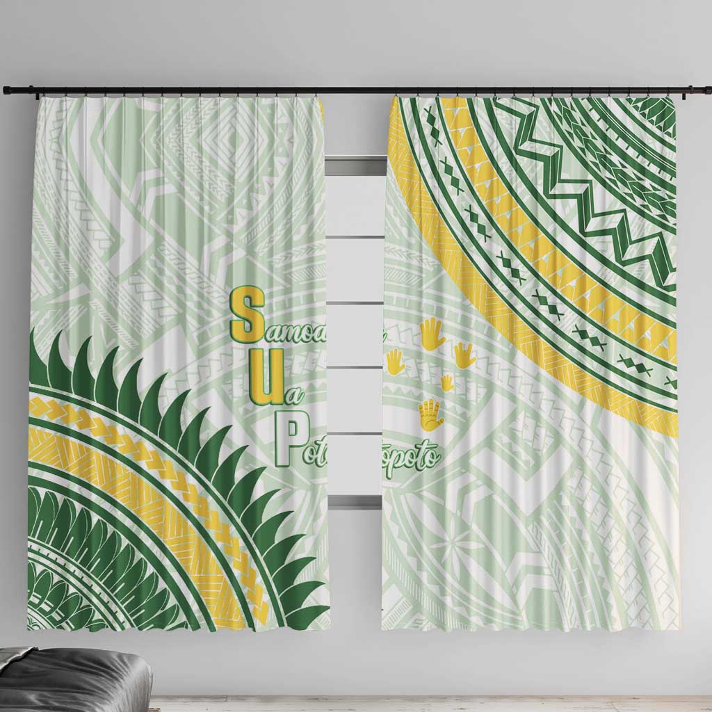Samoa Ua Potopoto Window Curtain SUP Est 2025 Samoan Pattern LT14 With Hooks White - Polynesian Pride