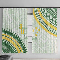 Samoa Ua Potopoto Window Curtain SUP Est 2025 Samoan Pattern LT14 With Hooks White - Polynesian Pride