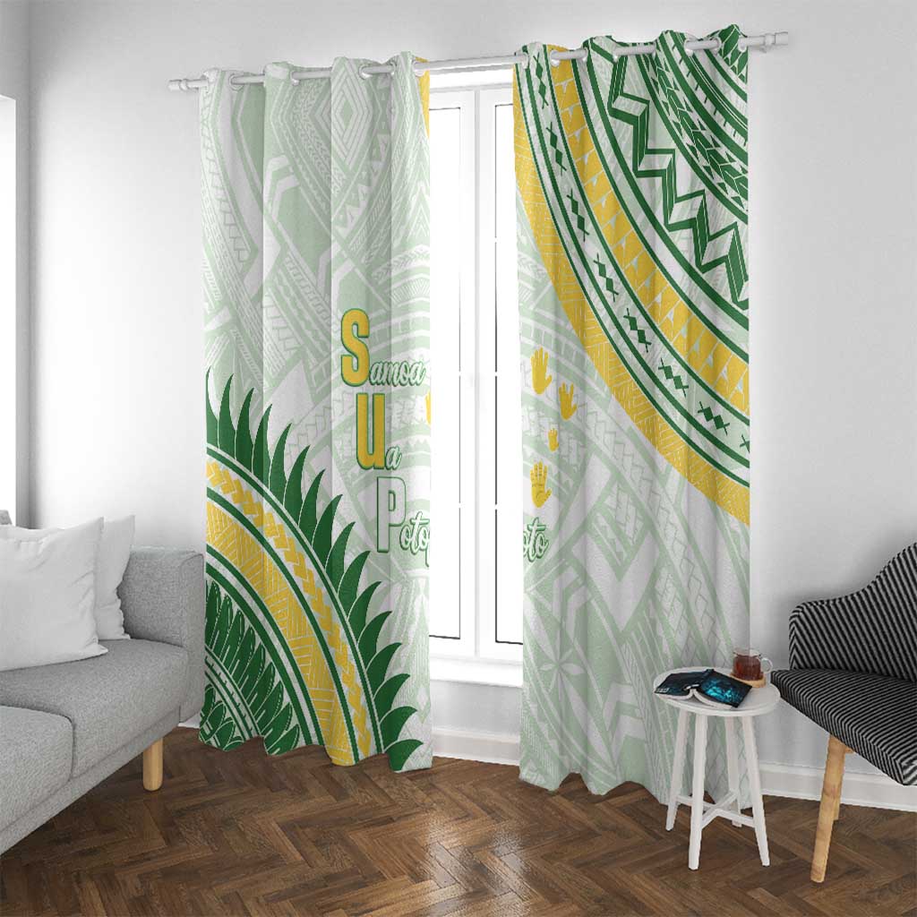 Samoa Ua Potopoto Window Curtain SUP Est 2025 Samoan Pattern LT14 With Grommets White - Polynesian Pride