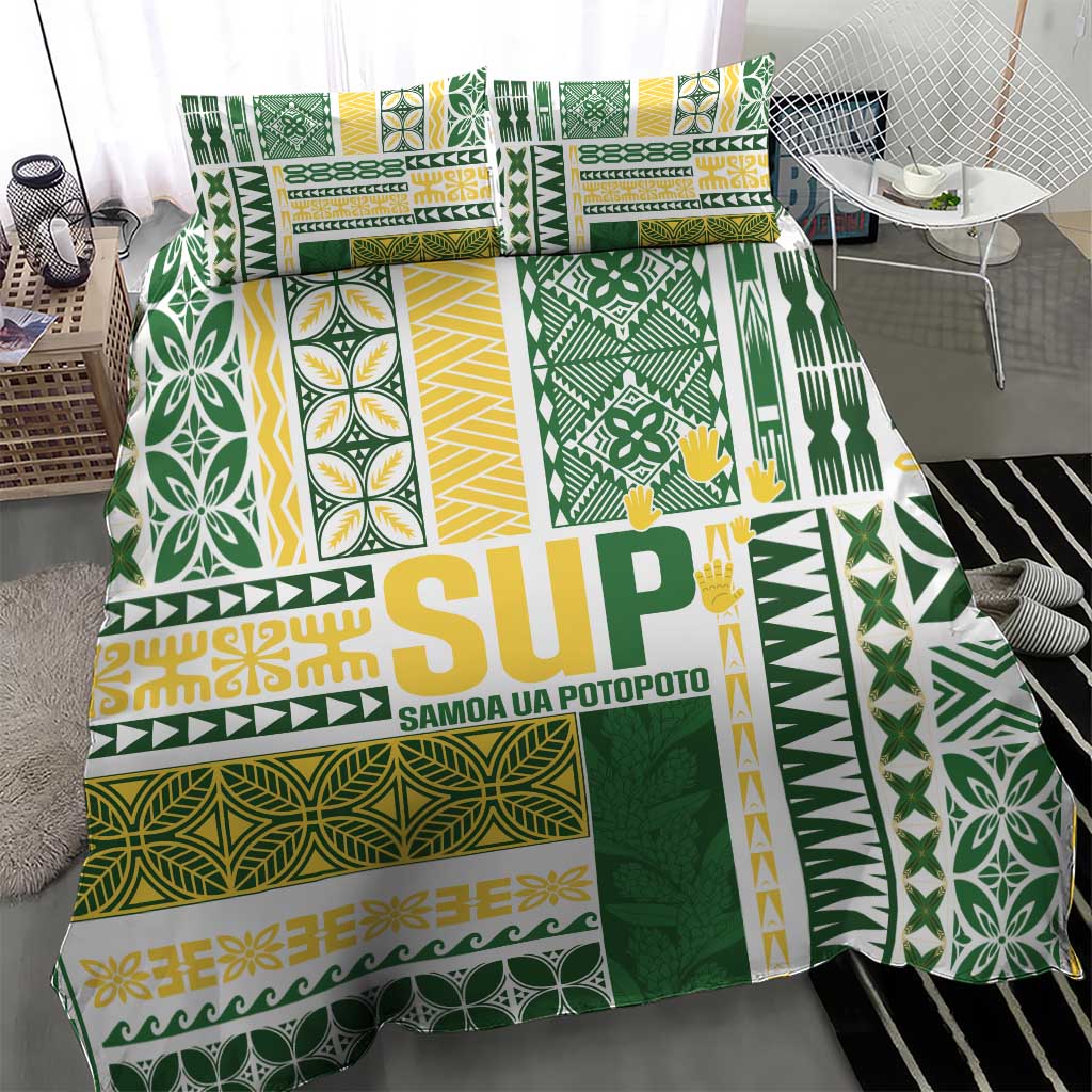 Samoa Uniting Party Bedding Set SUP Est 2025 Siapo Pattern LT14 - Polynesian Pride