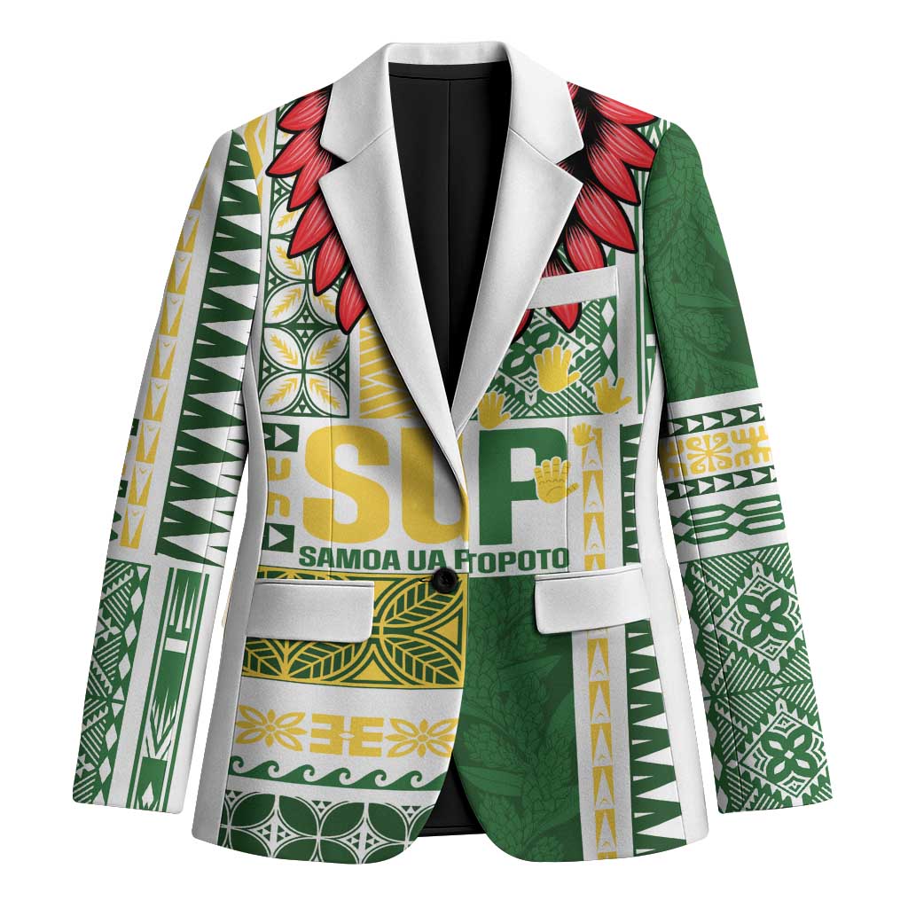 Samoa Uniting Party Blazer SUP Est 2025 Siapo Pattern LT14 Unisex White - Polynesian Pride