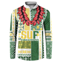 Samoa Uniting Party Button Sweatshirt SUP Est 2025 Siapo Pattern LT14 White - Polynesian Pride