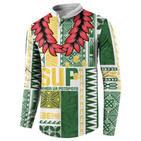 Samoa Uniting Party Button Sweatshirt SUP Est 2025 Siapo Pattern LT14 - Polynesian Pride