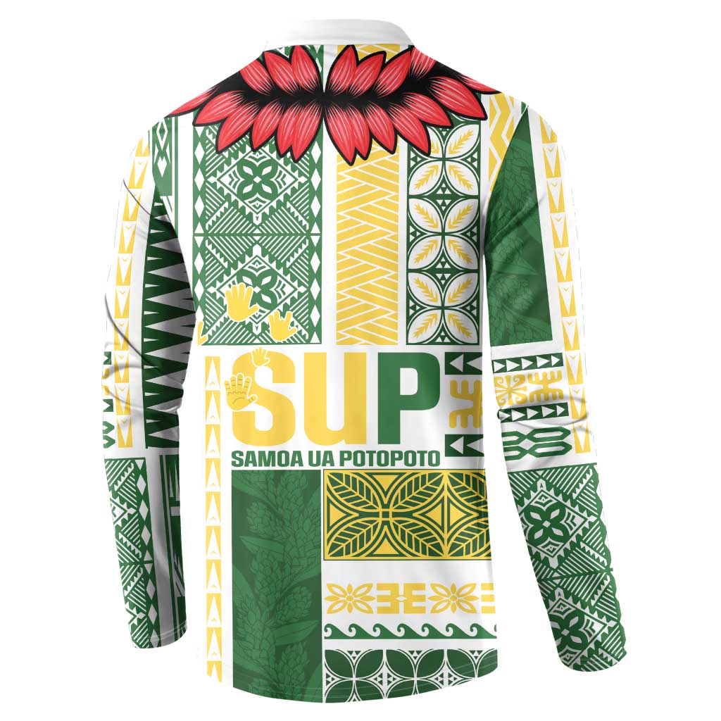 Samoa Uniting Party Button Sweatshirt SUP Est 2025 Siapo Pattern LT14 - Polynesian Pride
