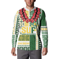 Samoa Uniting Party Button Sweatshirt SUP Est 2025 Siapo Pattern LT14 - Polynesian Pride