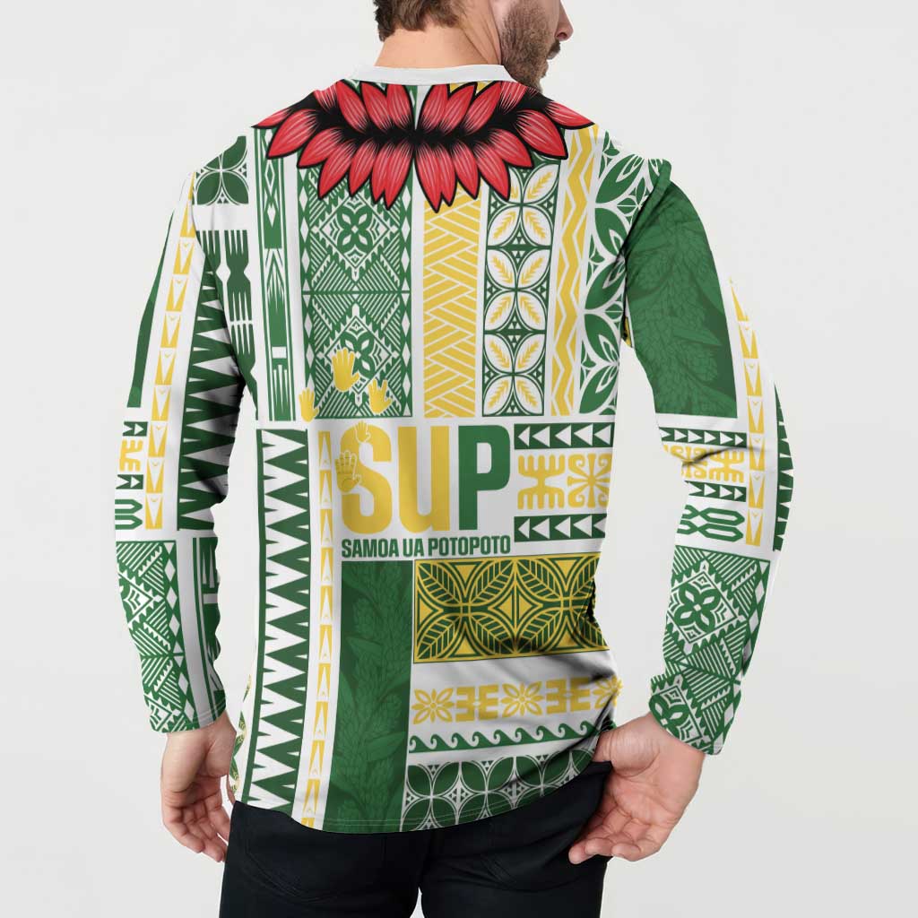 Samoa Uniting Party Button Sweatshirt SUP Est 2025 Siapo Pattern LT14 - Polynesian Pride
