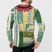 Samoa Uniting Party Button Sweatshirt SUP Est 2025 Siapo Pattern LT14 - Polynesian Pride